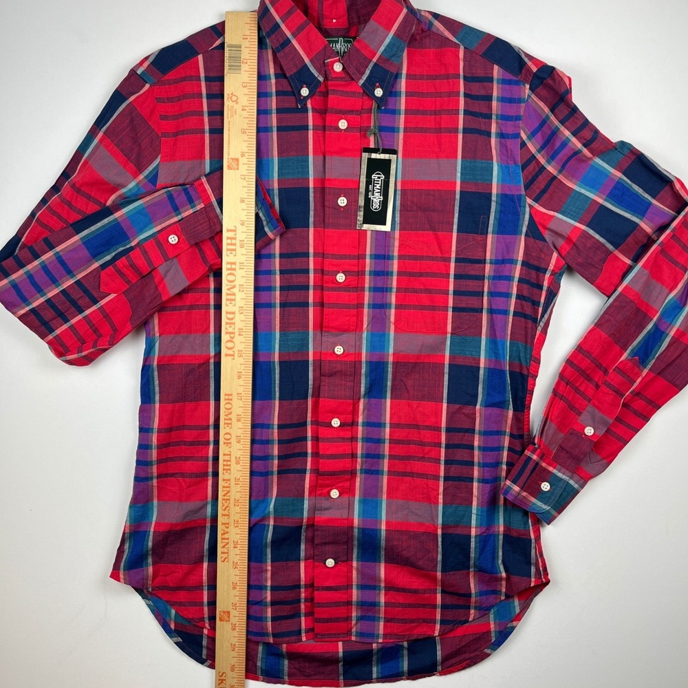 Gitman Bros 40th Anniversary Mens Red Multi Plaid Button Down Shirt Medium NWT - Picture 5 of 6